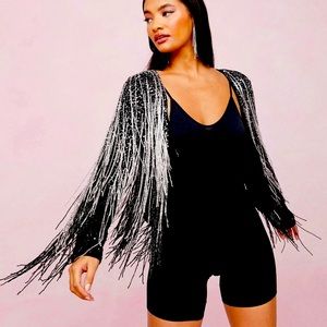 Embellished Metallic Fringed Jacket